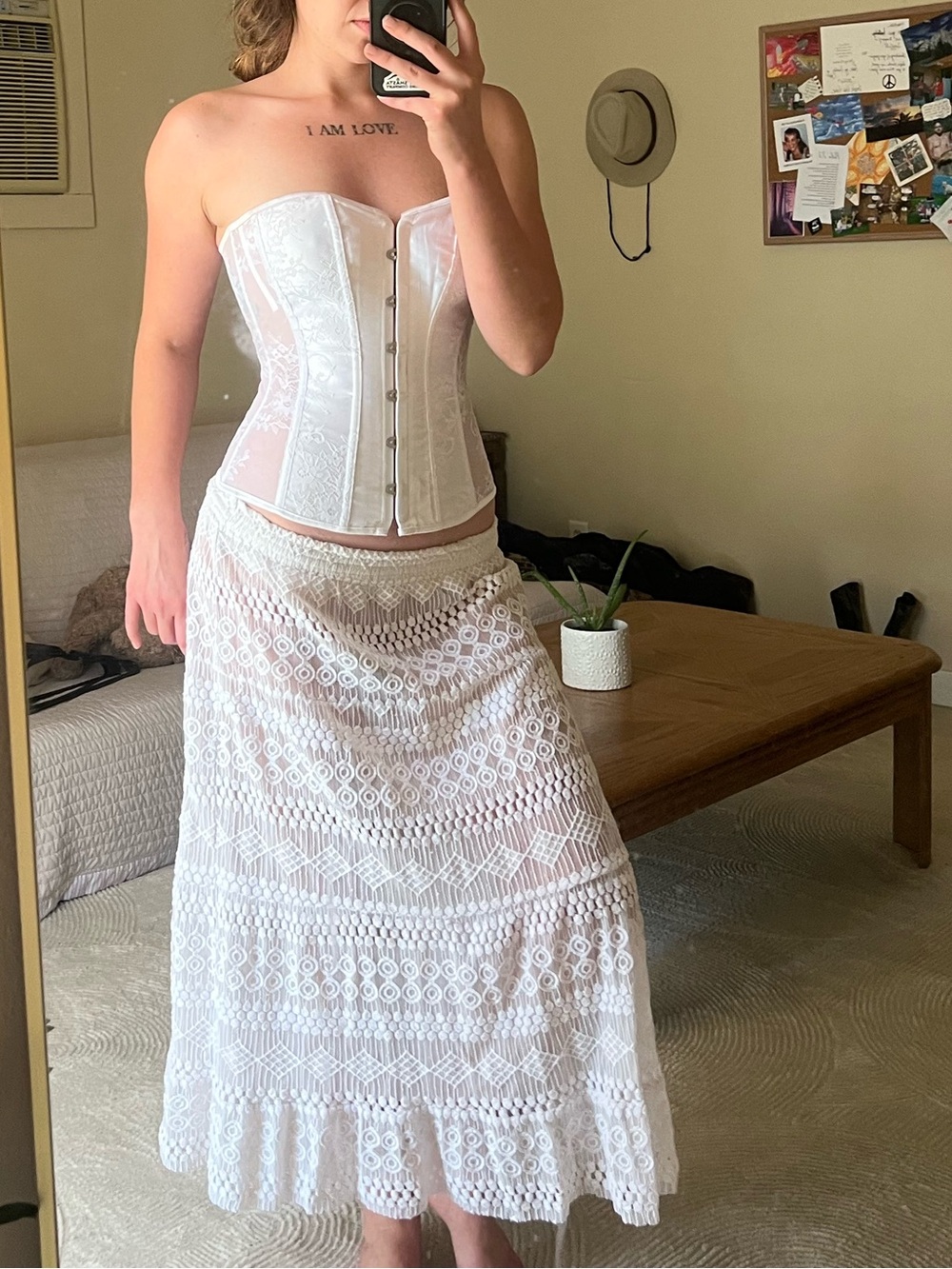 White Lace Sheer Maxi Skirt Midi